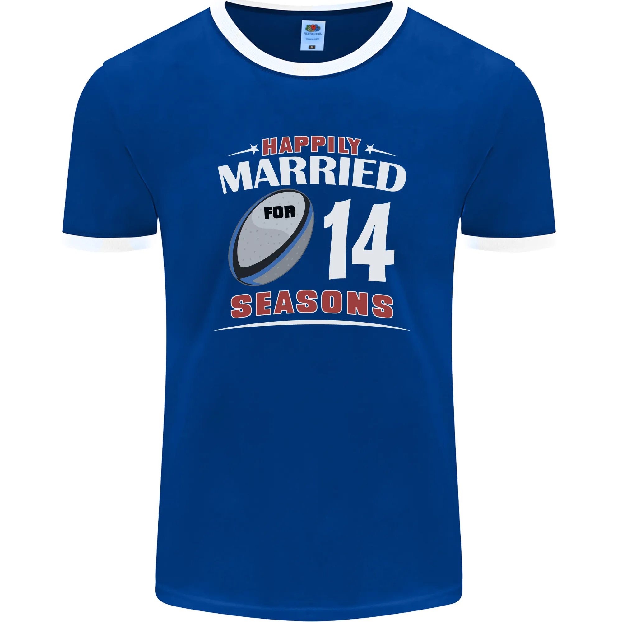 14 Year Wedding Anniversary 14th Rugby Mens Ringer T-Shirt FotL