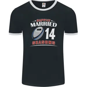 14 Year Wedding Anniversary 14th Rugby Mens Ringer T-Shirt FotL