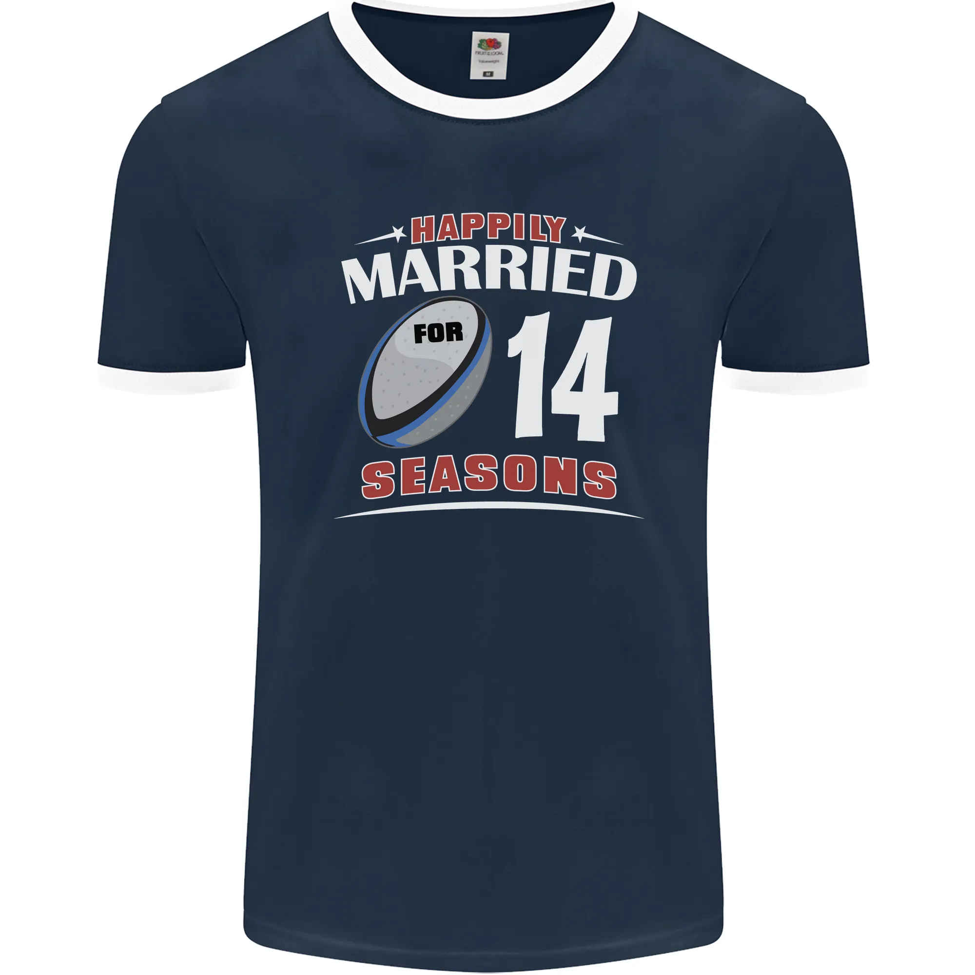 14 Year Wedding Anniversary 14th Rugby Mens Ringer T-Shirt FotL