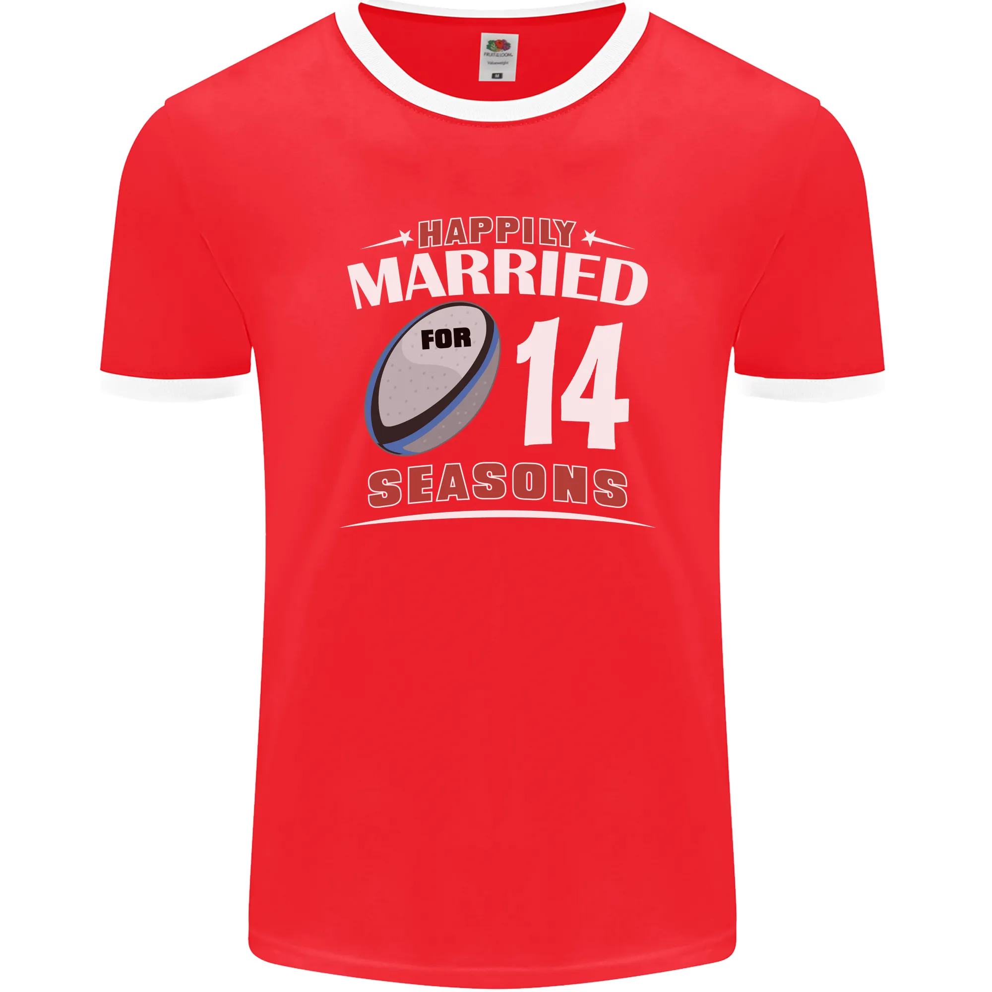 14 Year Wedding Anniversary 14th Rugby Mens Ringer T-Shirt FotL