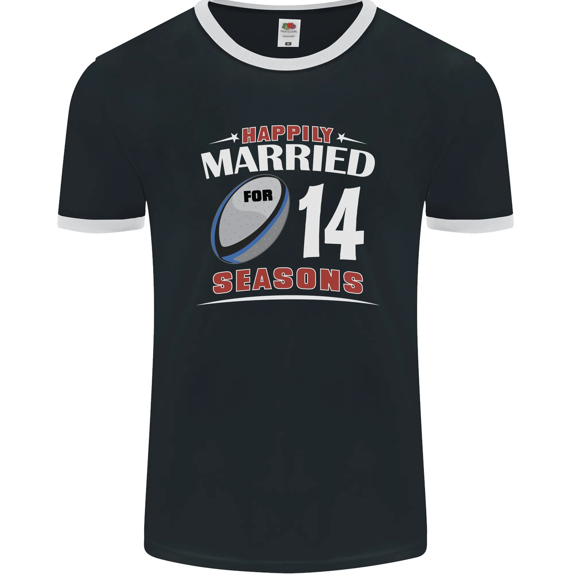 14 Year Wedding Anniversary 14th Rugby Mens Ringer T-Shirt FotL