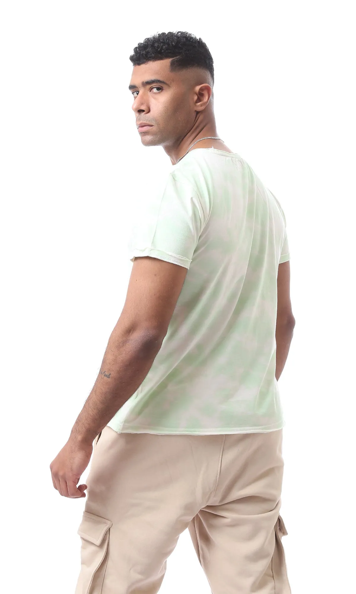 97803 Short Sleeves Tie Dye Lime & White Tee