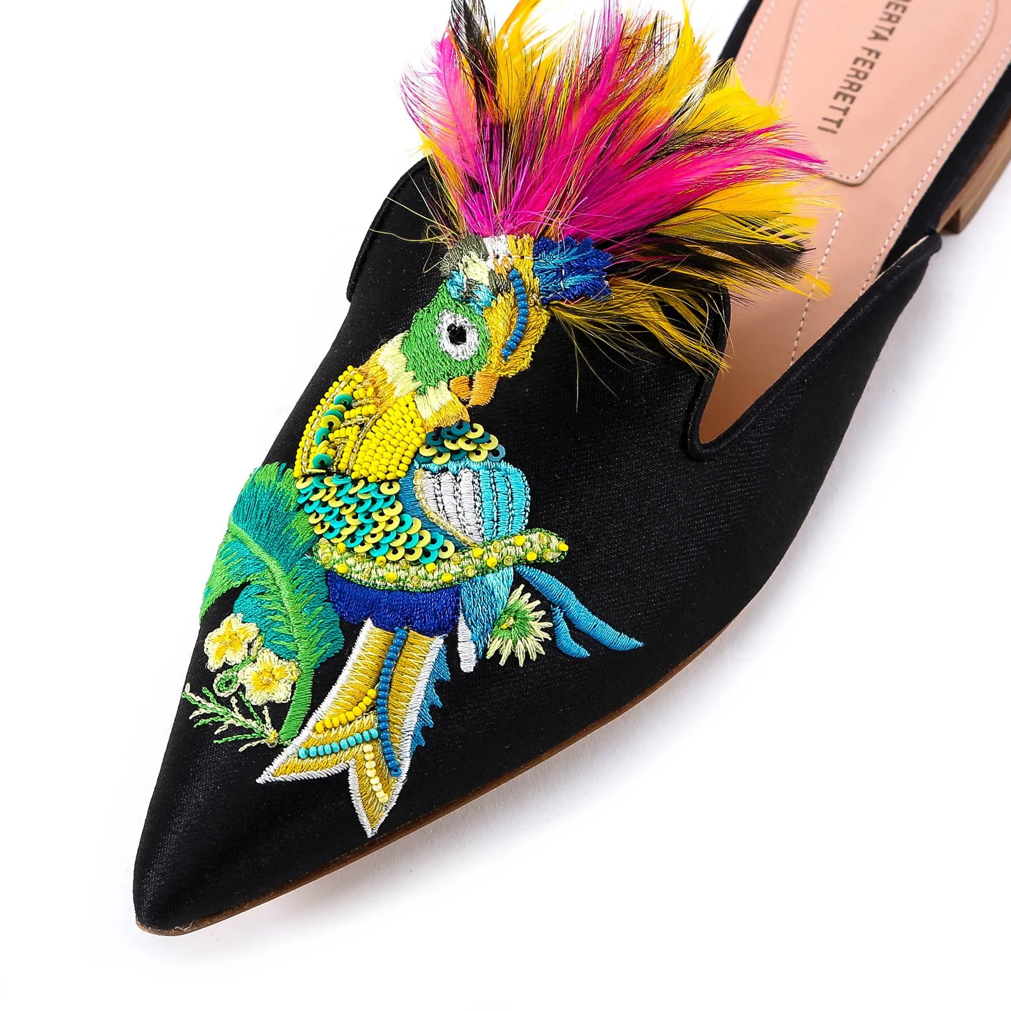 Alberta Ferretti Parrot Feather Slippers