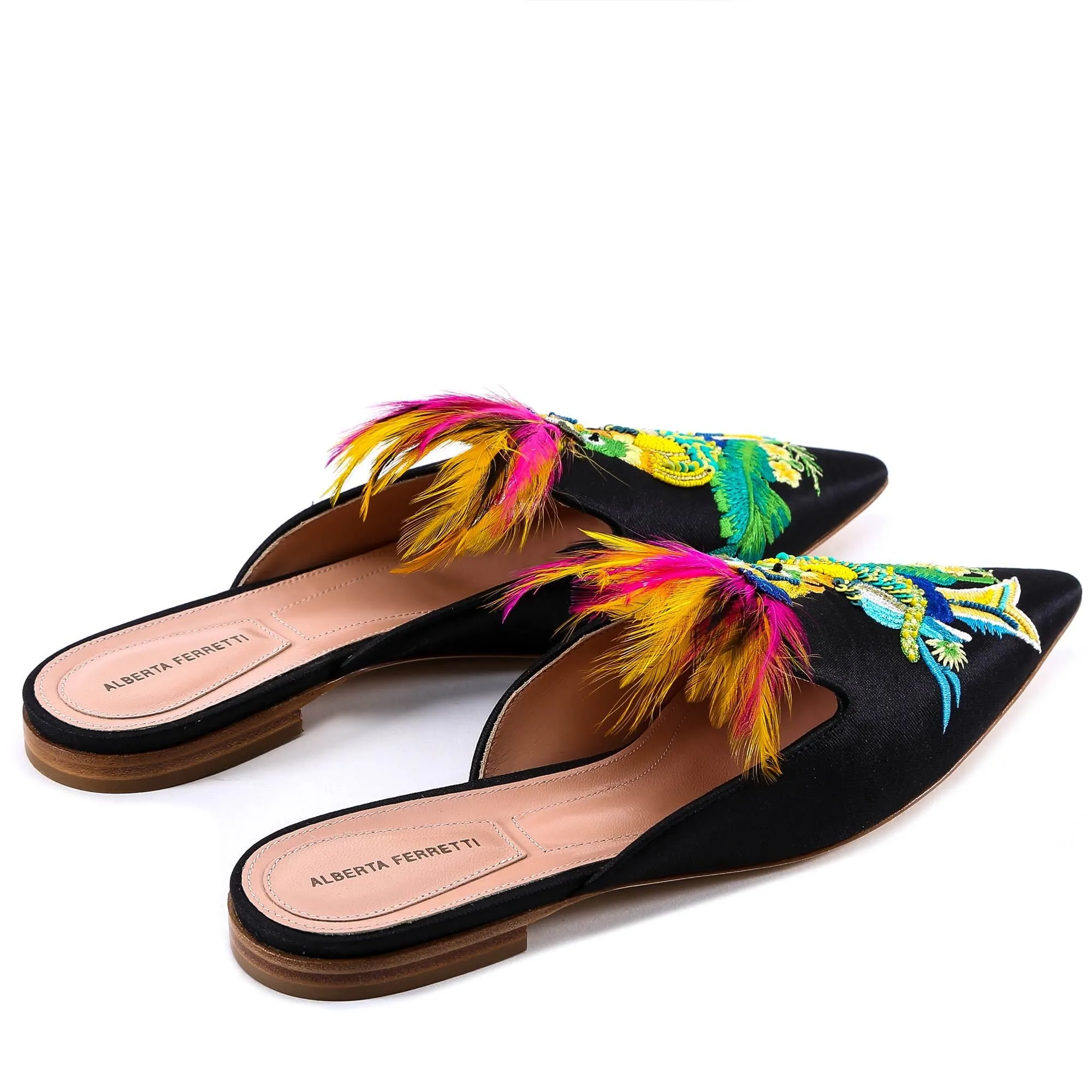 Alberta Ferretti Parrot Feather Slippers