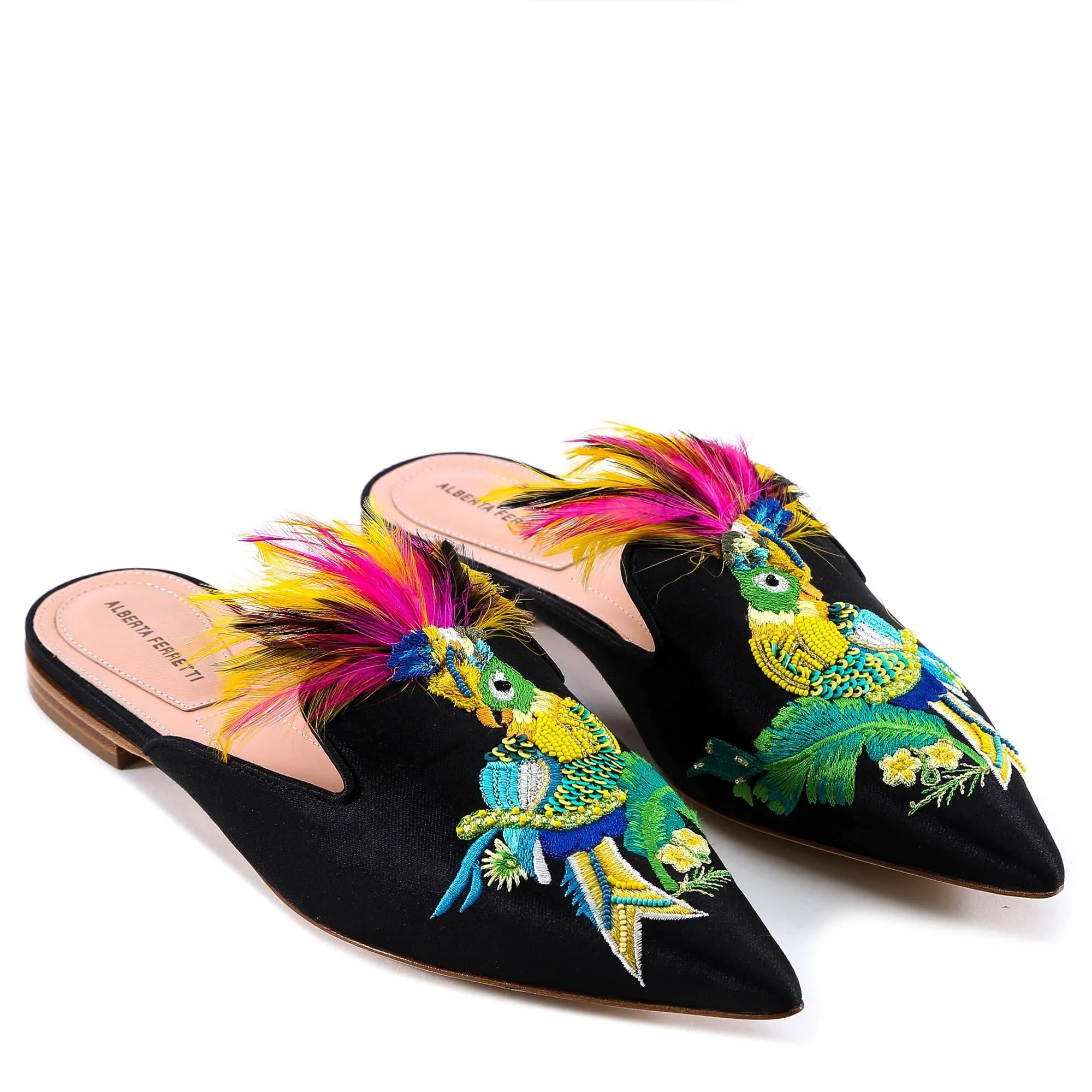 Alberta Ferretti Parrot Feather Slippers