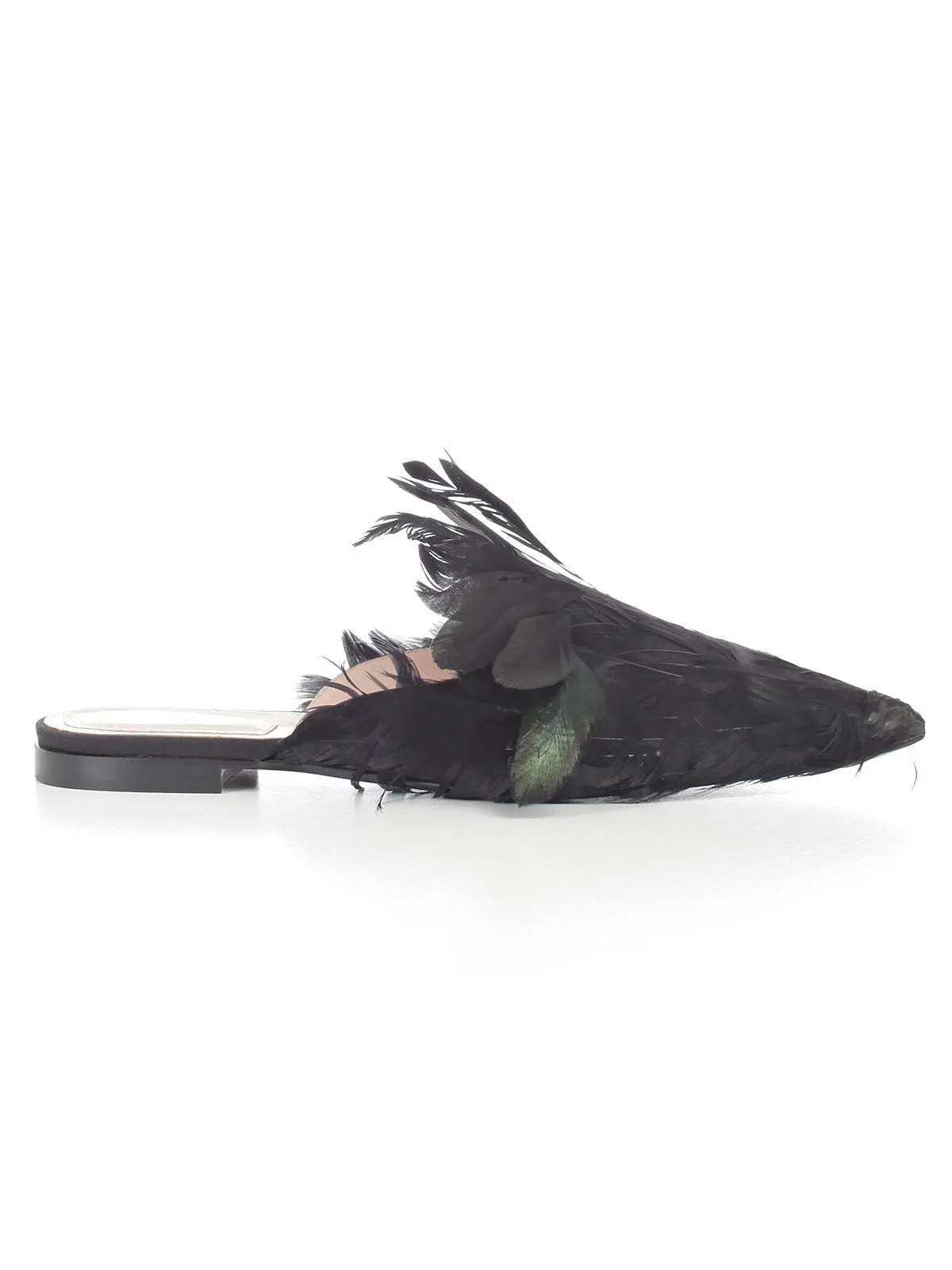 Alberta Ferretti Pointed Toe Feather Mules