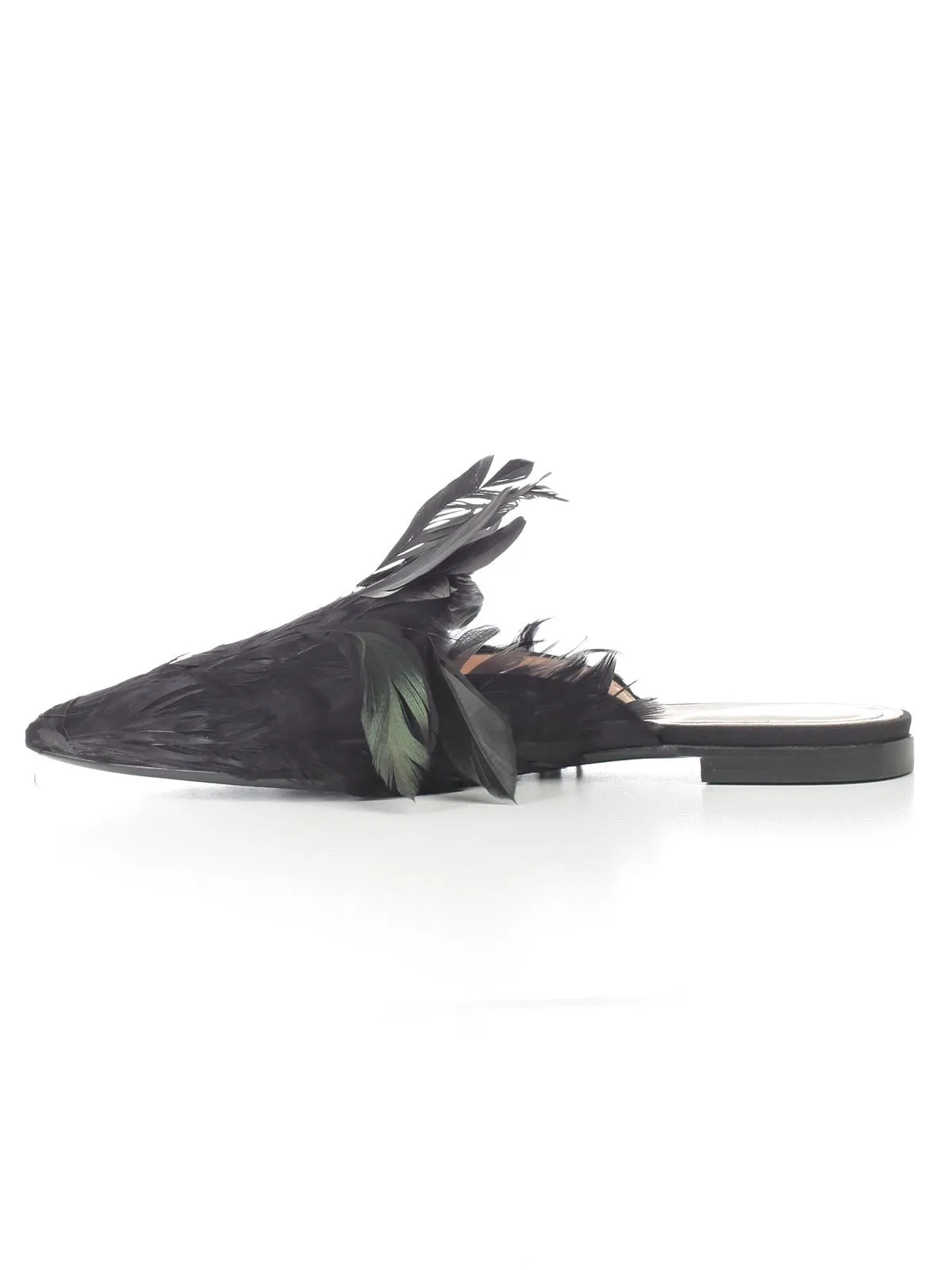 Alberta Ferretti Pointed Toe Feather Mules