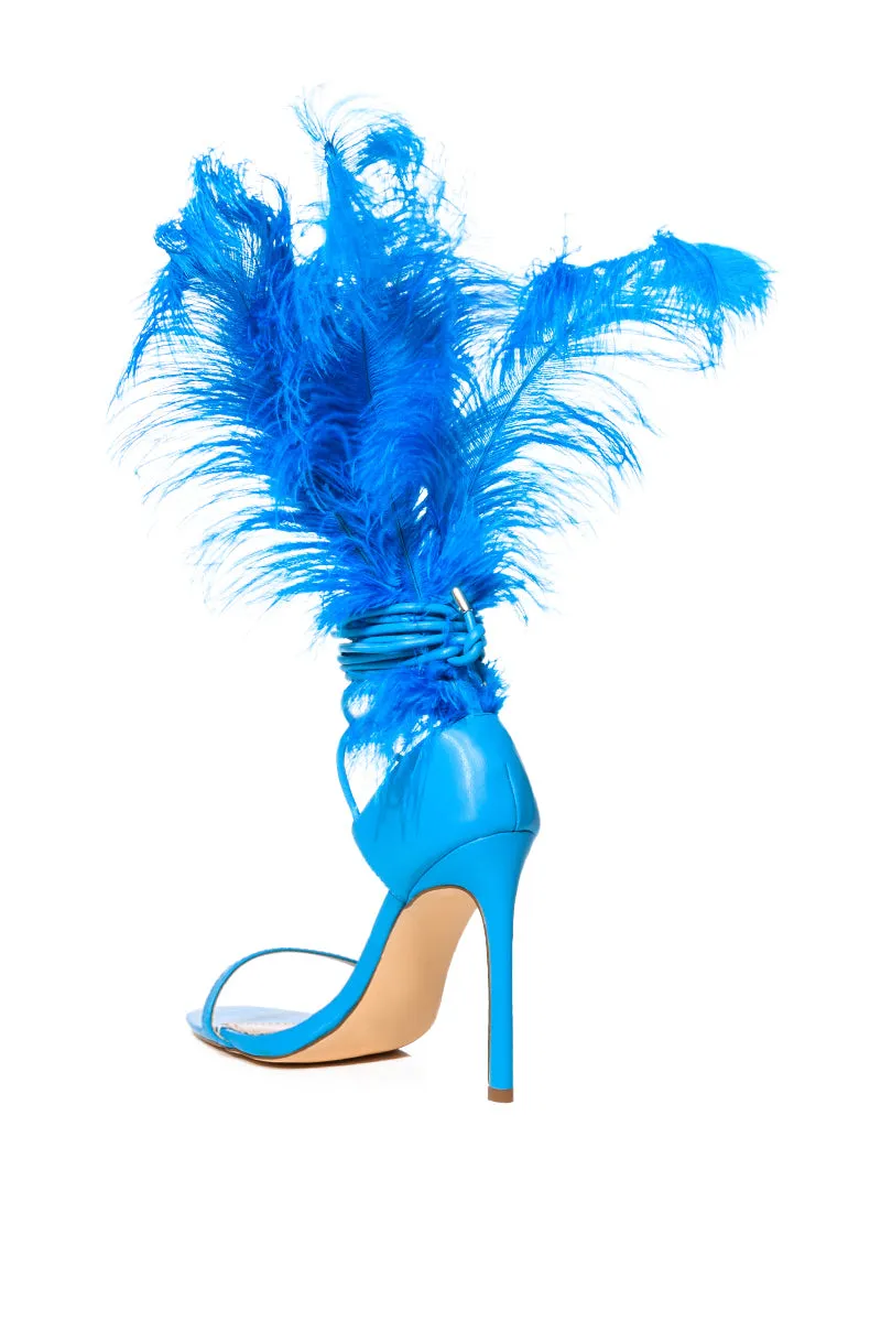 AZALEA WANG CLEASBY FEATHER SANDAL IN BLUE