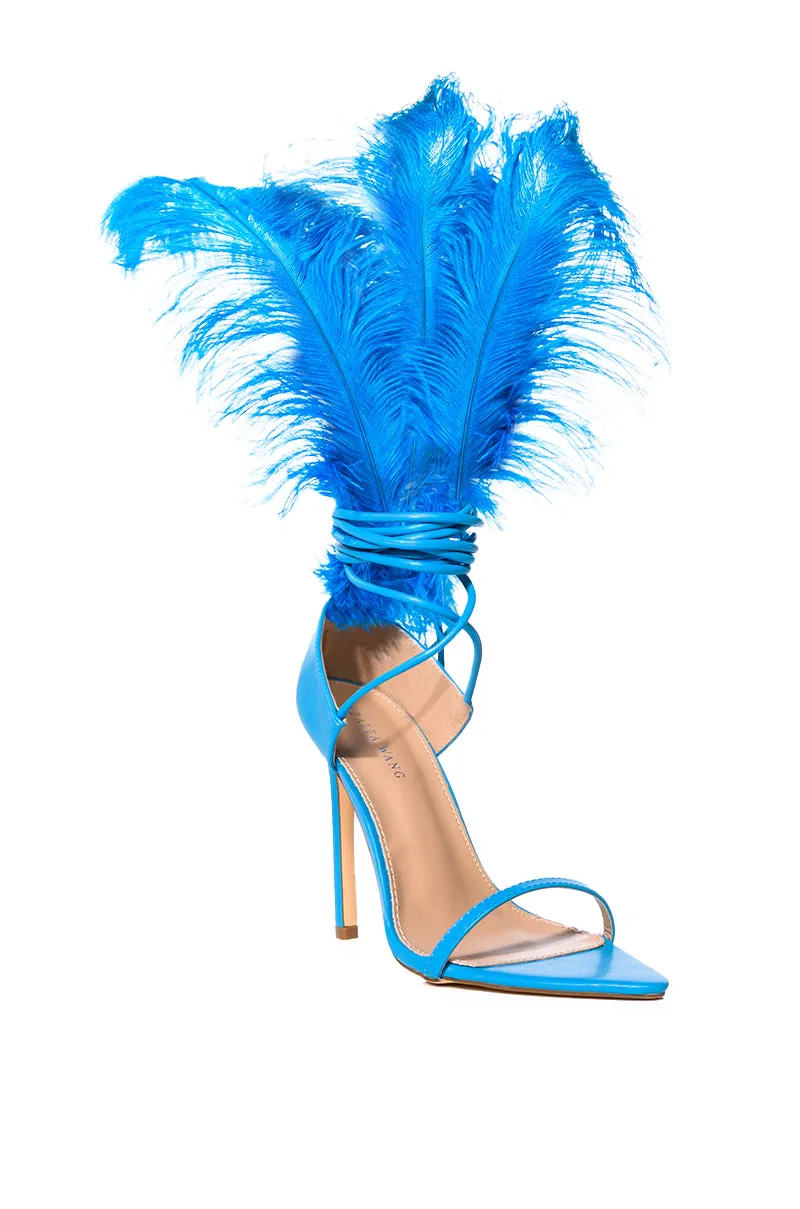 AZALEA WANG CLEASBY FEATHER SANDAL IN BLUE