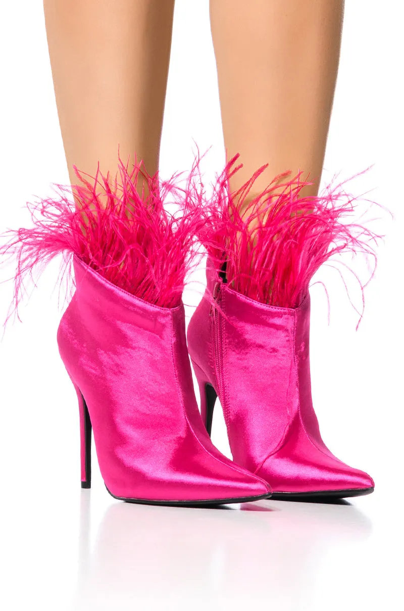 AZALEA WANG KAYLYNN FEATHER BOOTIE IN FUCHSIA