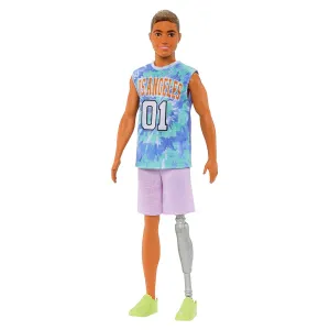 Barbie Ken Fashionistas with Prosthetic Leg Wearing Los Angeles Jersey and Purple Shorts with Sneakers #212 for Kids Ages 3 