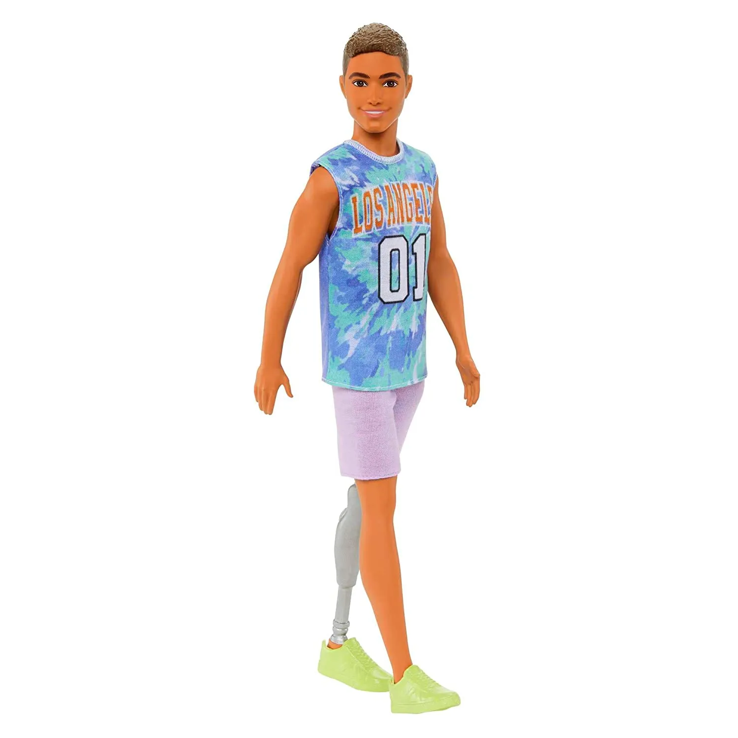 Barbie Ken Fashionistas with Prosthetic Leg Wearing Los Angeles Jersey and Purple Shorts with Sneakers #212 for Kids Ages 3 