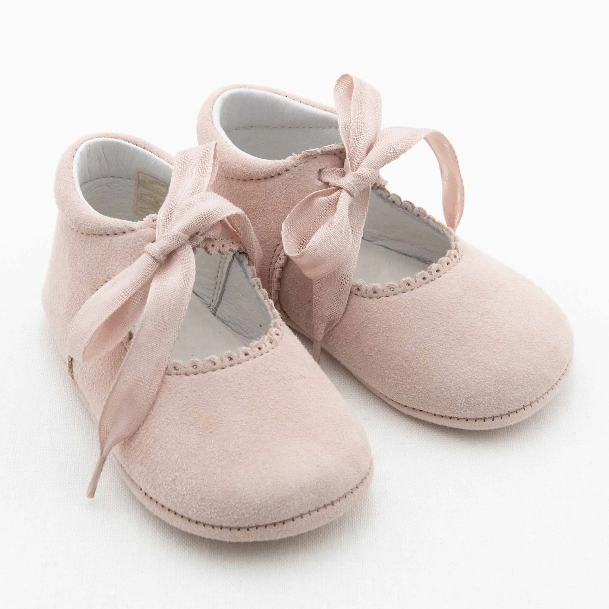 Blush Suede Tie Mary Janes