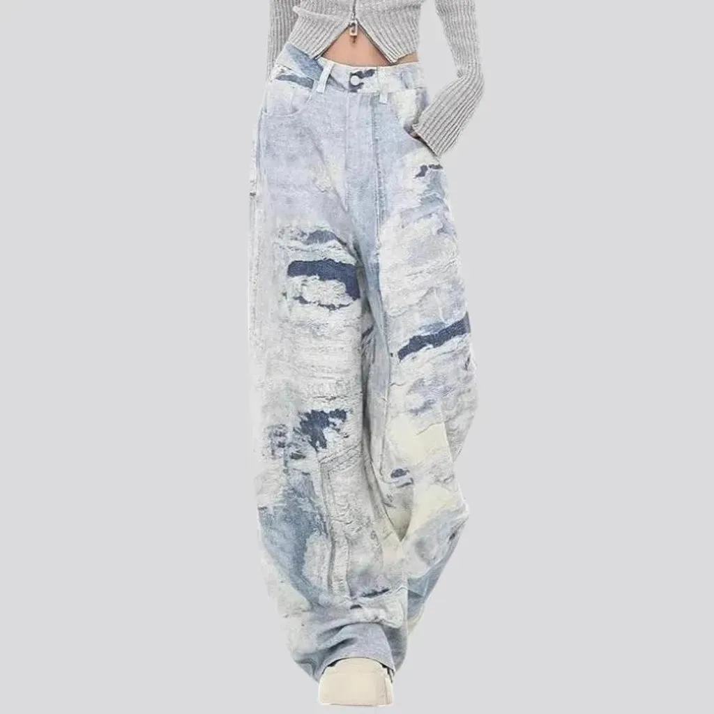 Boho style women's jean pants