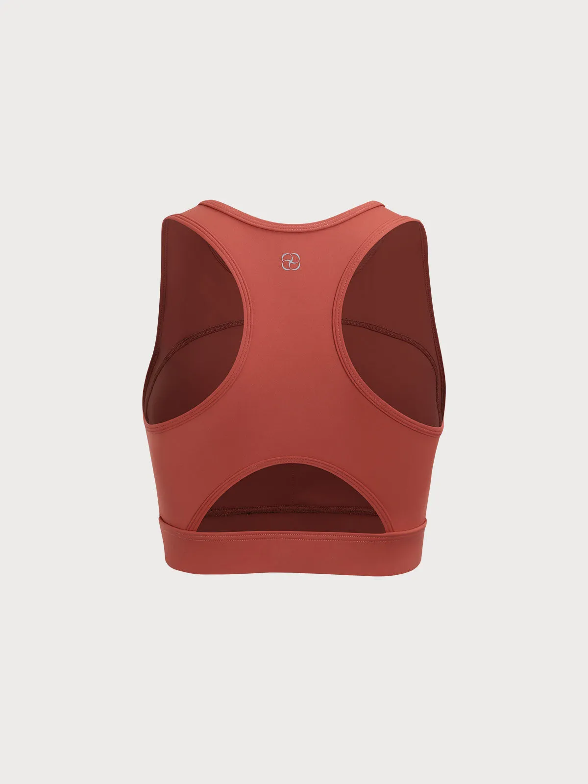 Brick Red Sleeveless Sports Tank Top--Medium Support