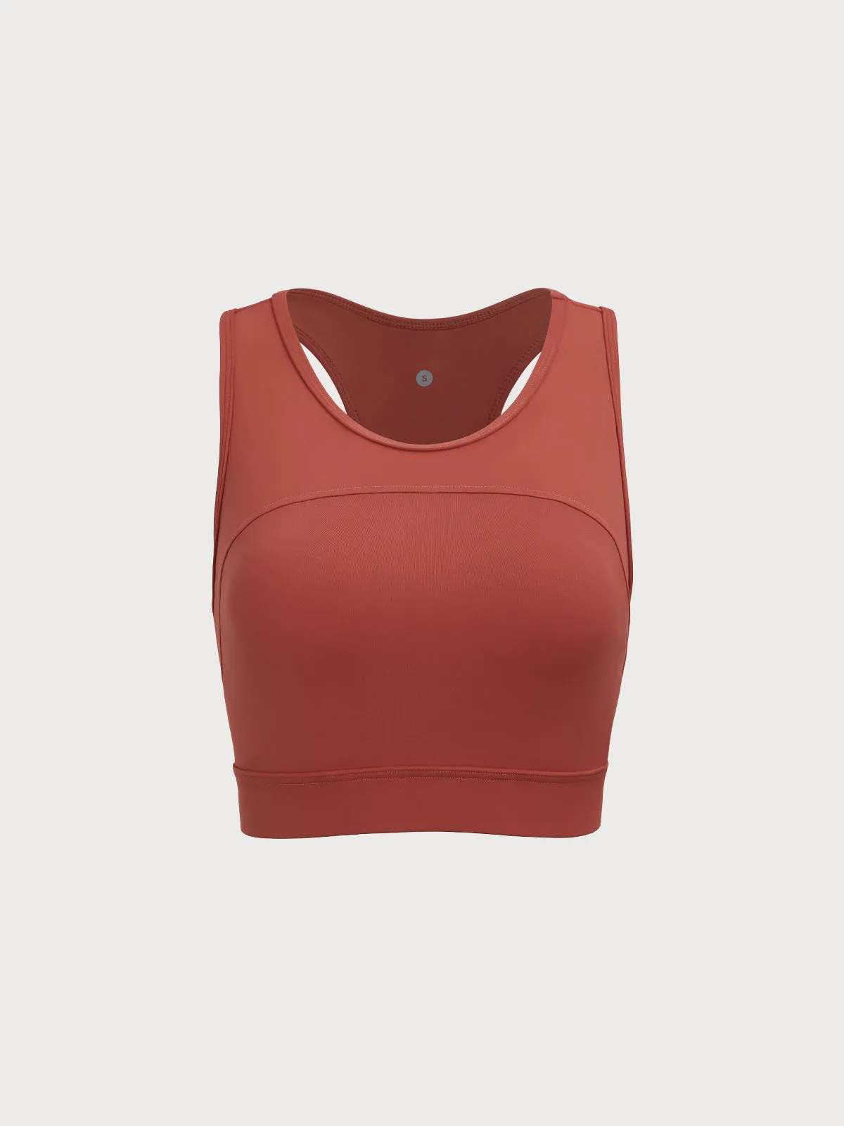 Brick Red Sleeveless Sports Tank Top--Medium Support