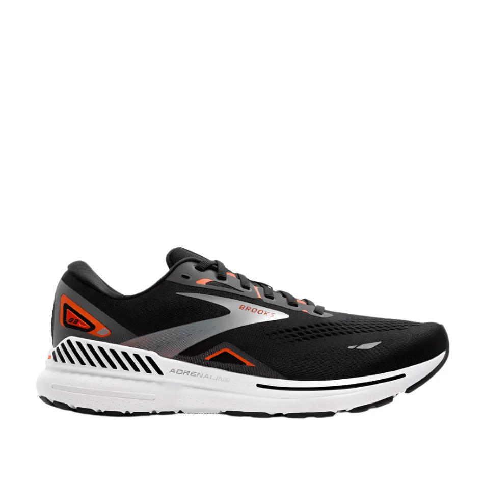 Brooks Men's Adrenaline GTS 23 Running Shoes in Black/Mandarin Red/Silver AW24