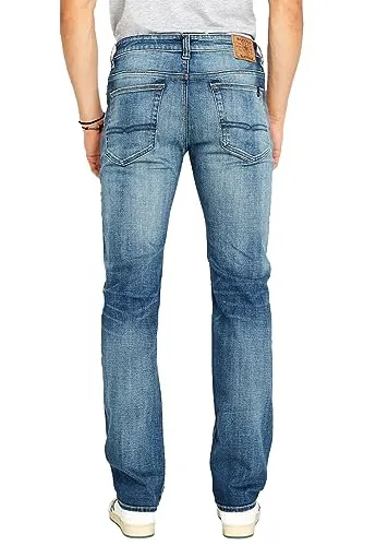 Buffalo David Bitton Men's Relaxed Straight Driven Jeans, Authentic and Sanded Indigo, 31W x 32L