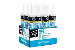 Buy The Box - 12 x DAP Alex Fast Dry Acrylic Latex Caulk Plus Silicone - Paint After 20 Mins / Spray Straight Away!