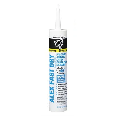 Buy The Box - 12 x DAP Alex Fast Dry Acrylic Latex Caulk Plus Silicone - Paint After 20 Mins / Spray Straight Away!