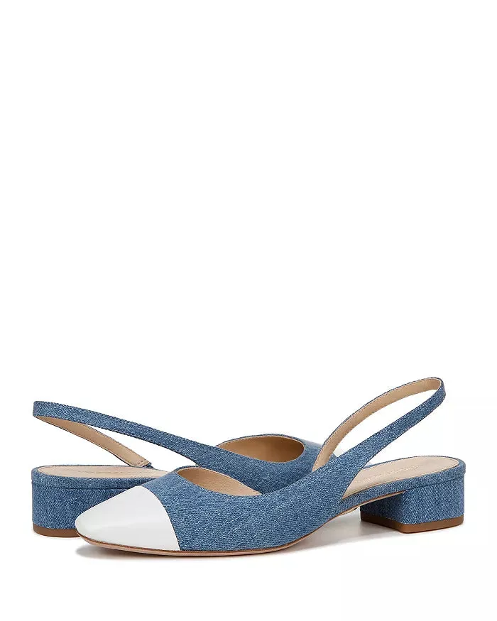 Cecile Denim Cap-Toe Slingback Denim Coconut