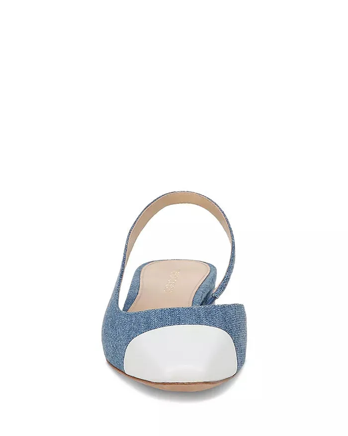 Cecile Denim Cap-Toe Slingback Denim Coconut