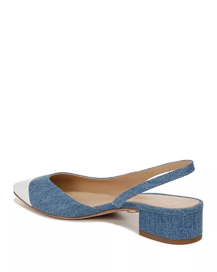 Cecile Denim Cap-Toe Slingback Denim Coconut