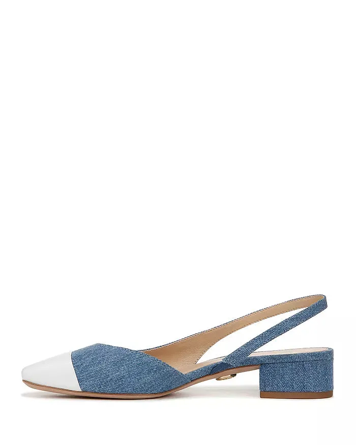 Cecile Denim Cap-Toe Slingback Denim Coconut