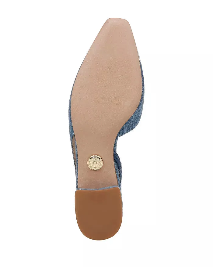 Cecile Denim Cap-Toe Slingback Denim Coconut