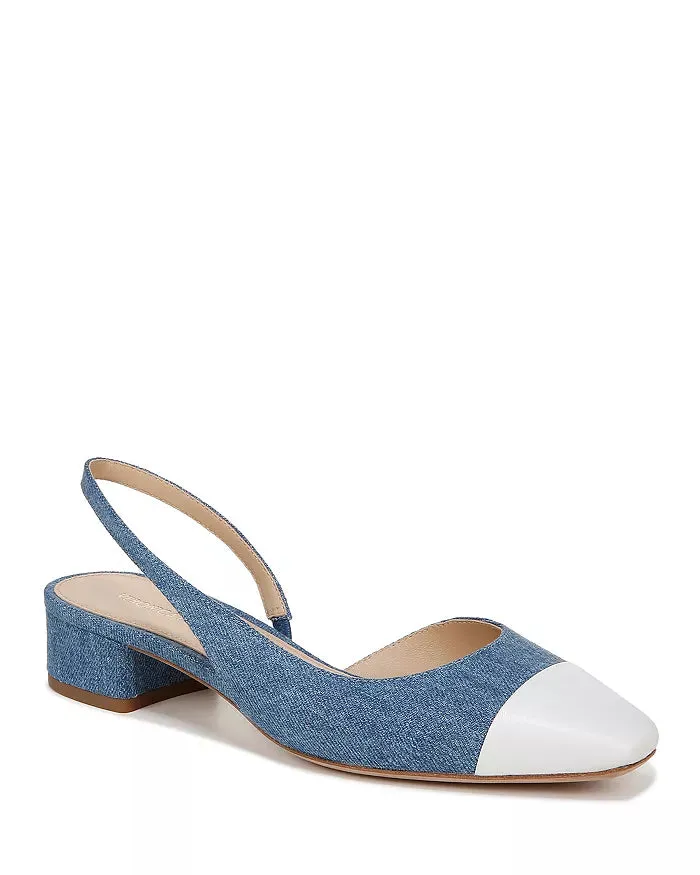 Cecile Denim Cap-Toe Slingback Denim Coconut