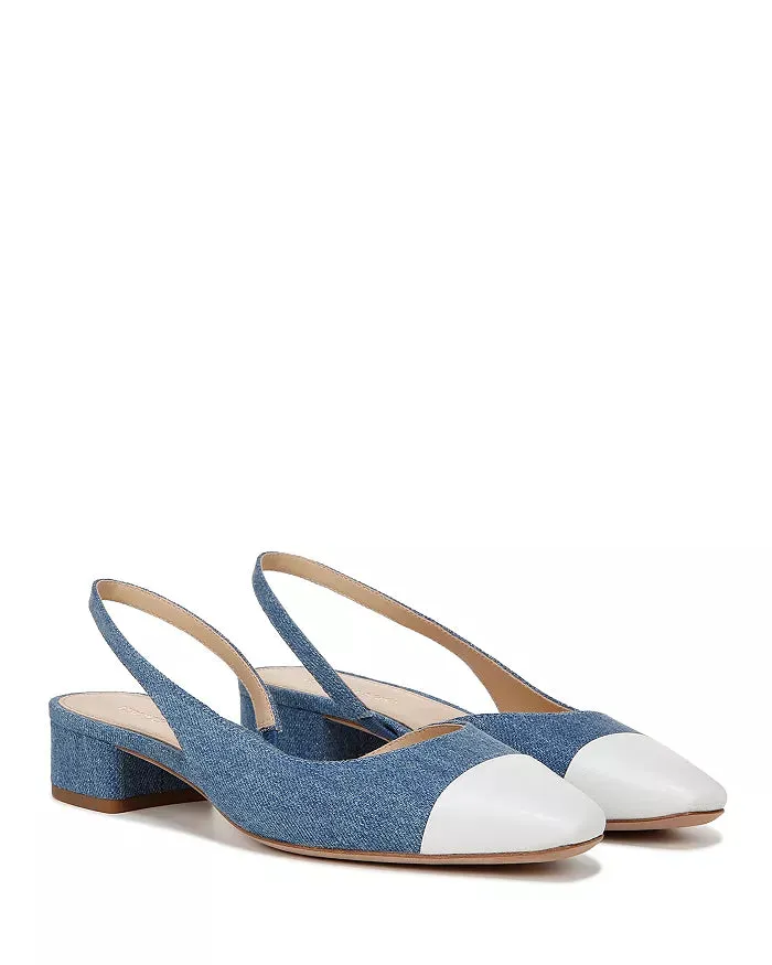 Cecile Denim Cap-Toe Slingback Denim Coconut