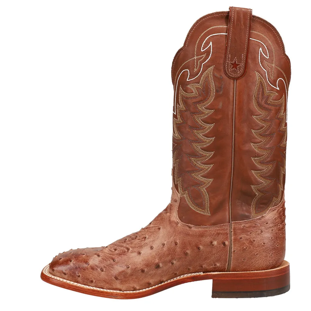 Chocolate Vintage Ostrich Square Toe Cowboy Boots