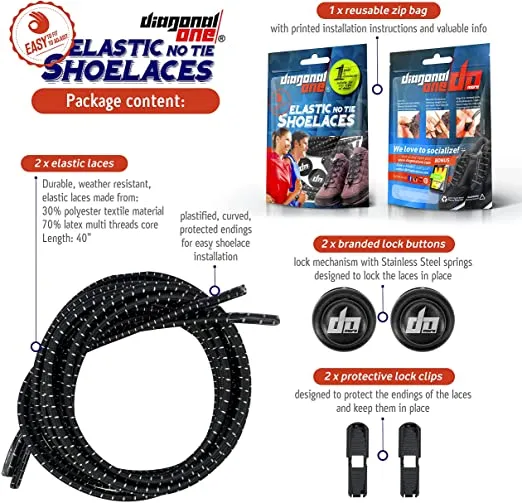 DIAGONAL ONE | Elastic Shoe Laces for Men and Women