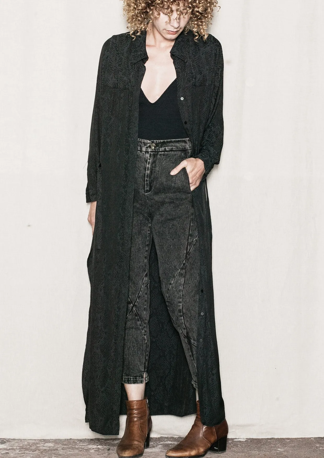 DRESS/CARDIGAN - JACQUARD SATIN black snake