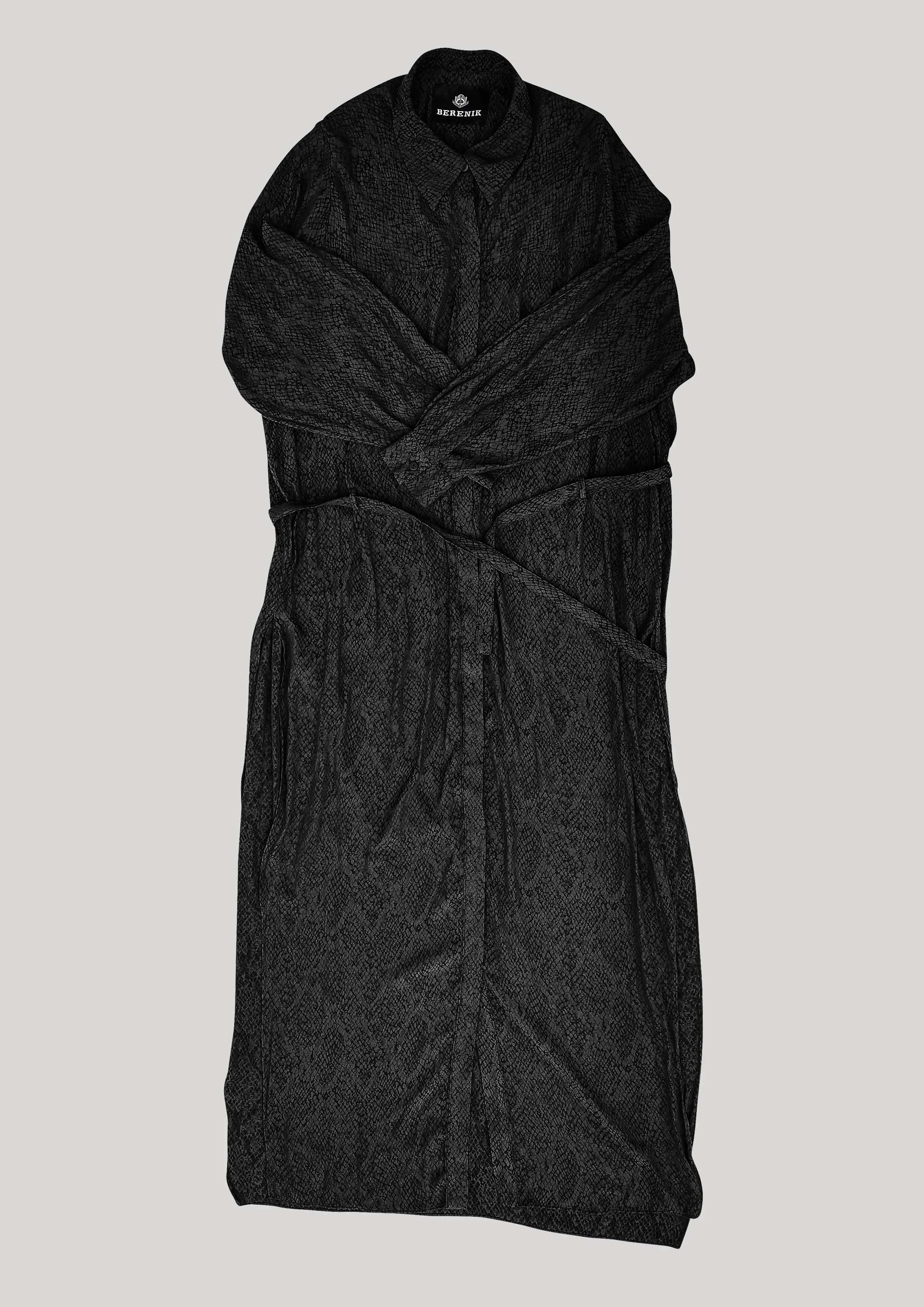 DRESS/CARDIGAN - JACQUARD SATIN black snake