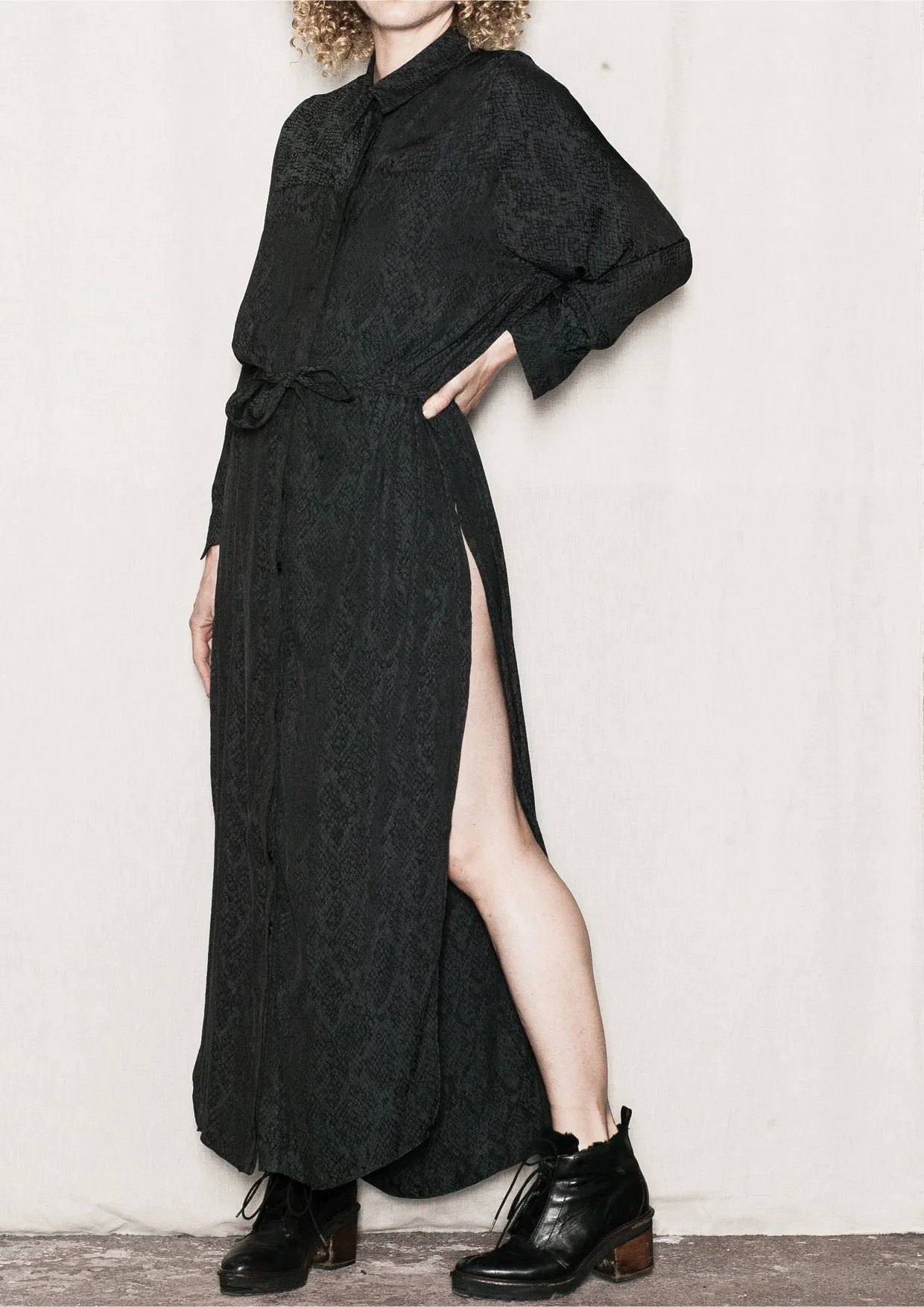 DRESS/CARDIGAN - JACQUARD SATIN black snake