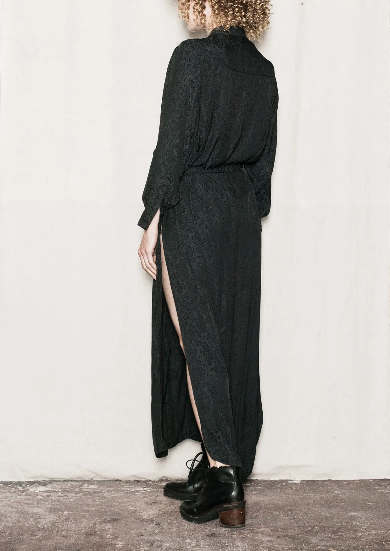 DRESS/CARDIGAN - JACQUARD SATIN black snake