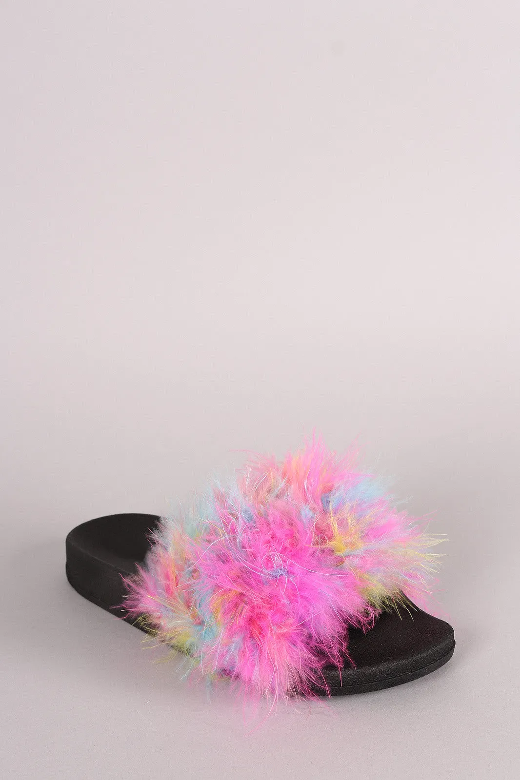 Feather Open Toe Slide Sandal