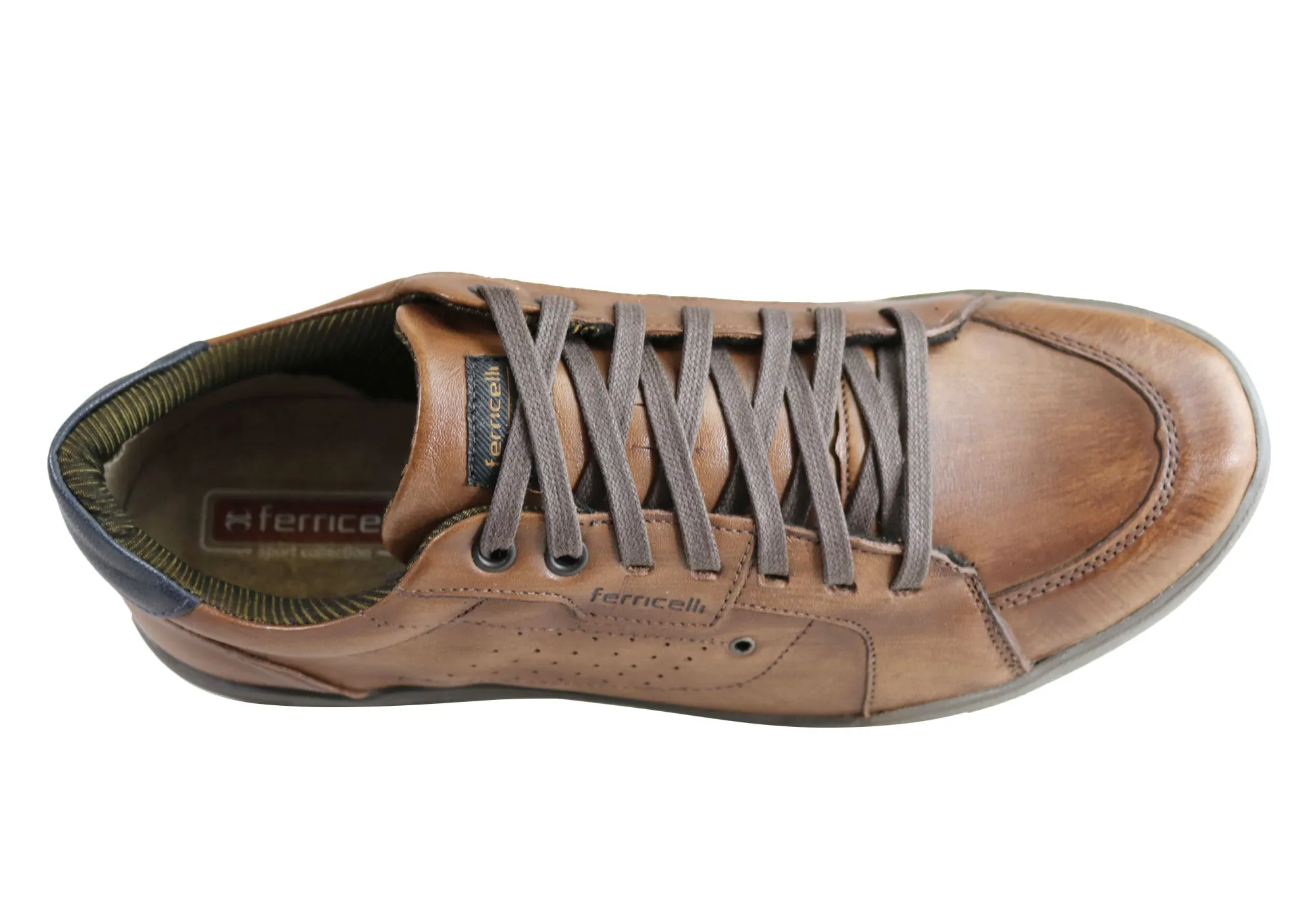 Ferricelli Fabian Mens Leather Lace Up Casual Shoes Made In Brazil