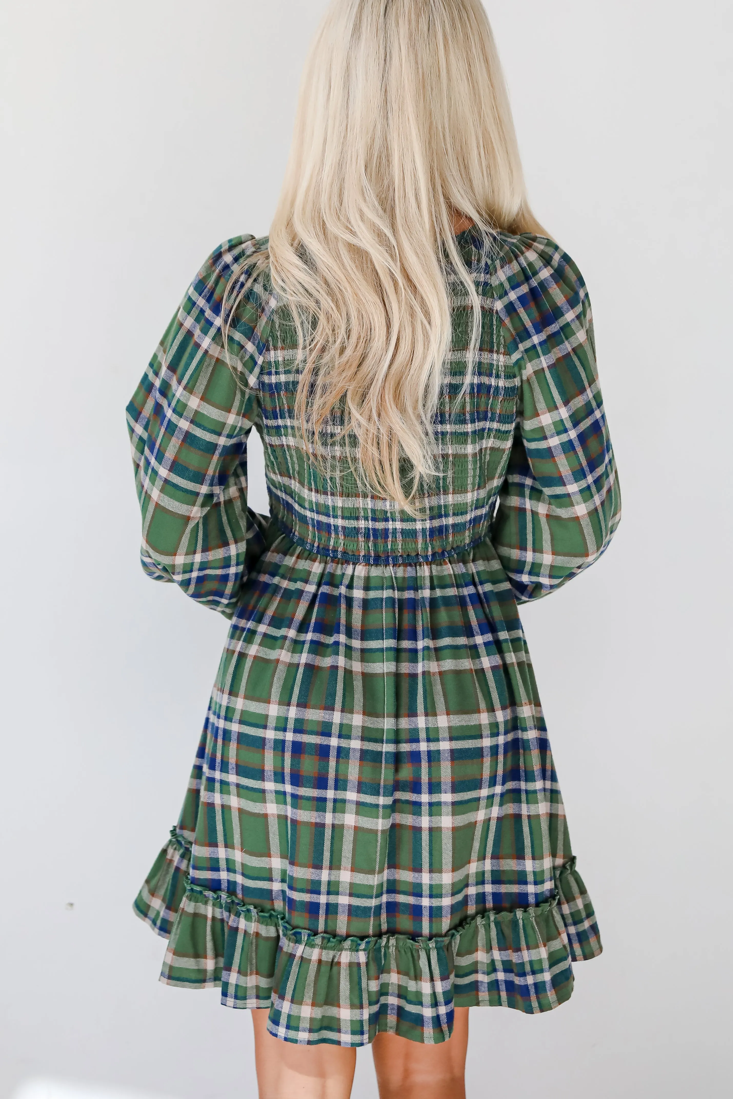 FINAL SALE - Ideal Attraction Green Plaid Mini Dress