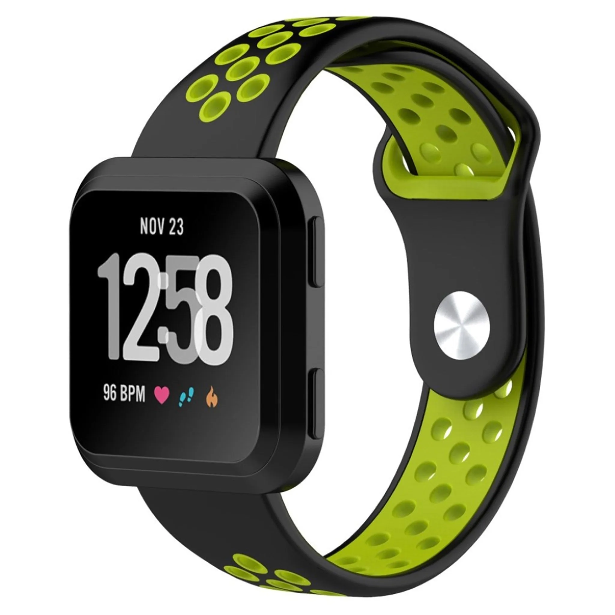 Fitbit Versa two-color breathable watchband replacement - Black / Green