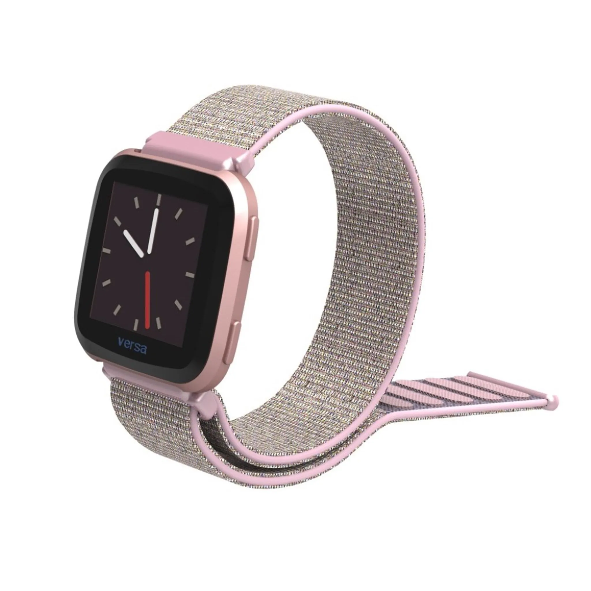 Fitbit Versa velcro closure flexible watchband - Silver / Pink