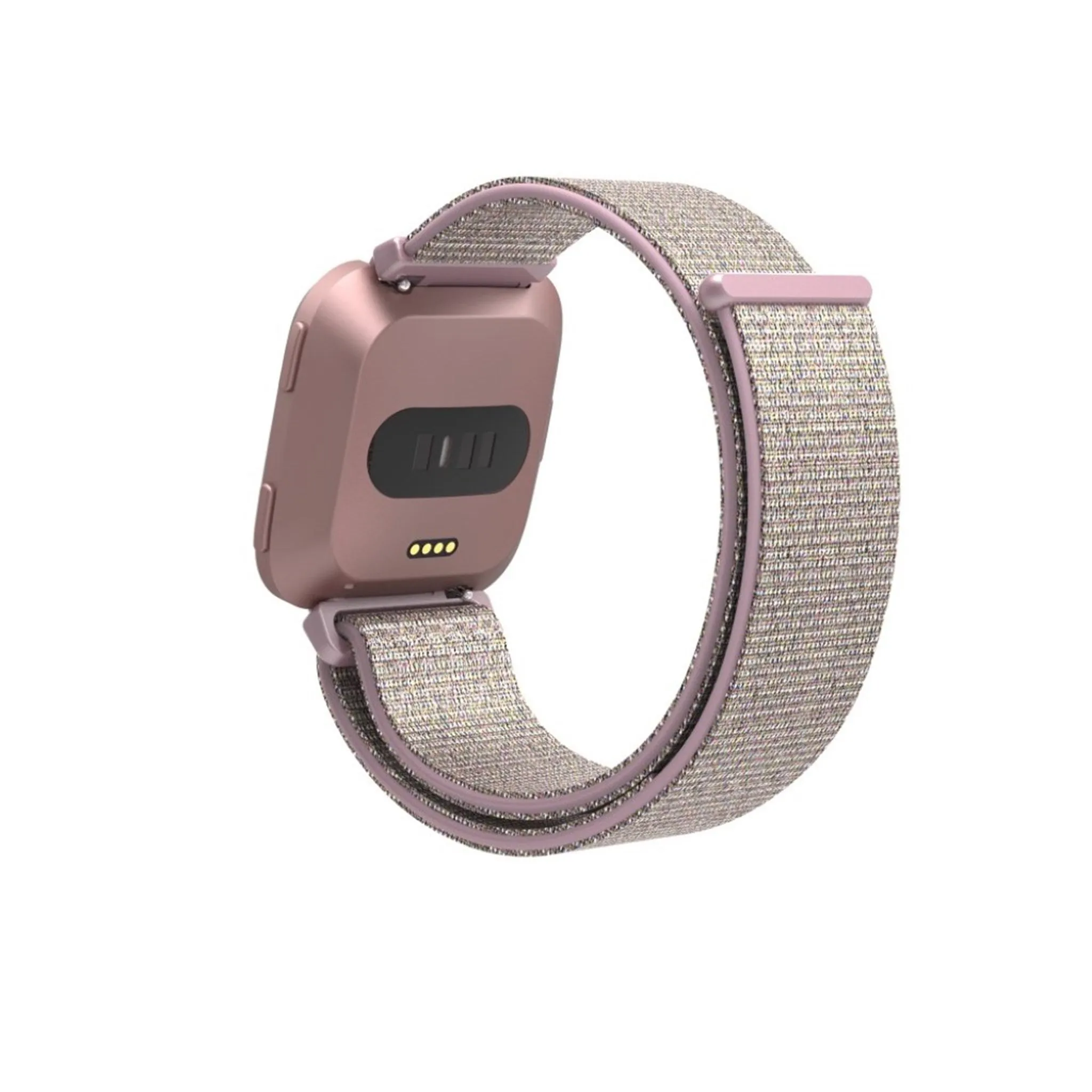 Fitbit Versa velcro closure flexible watchband - Silver / Pink