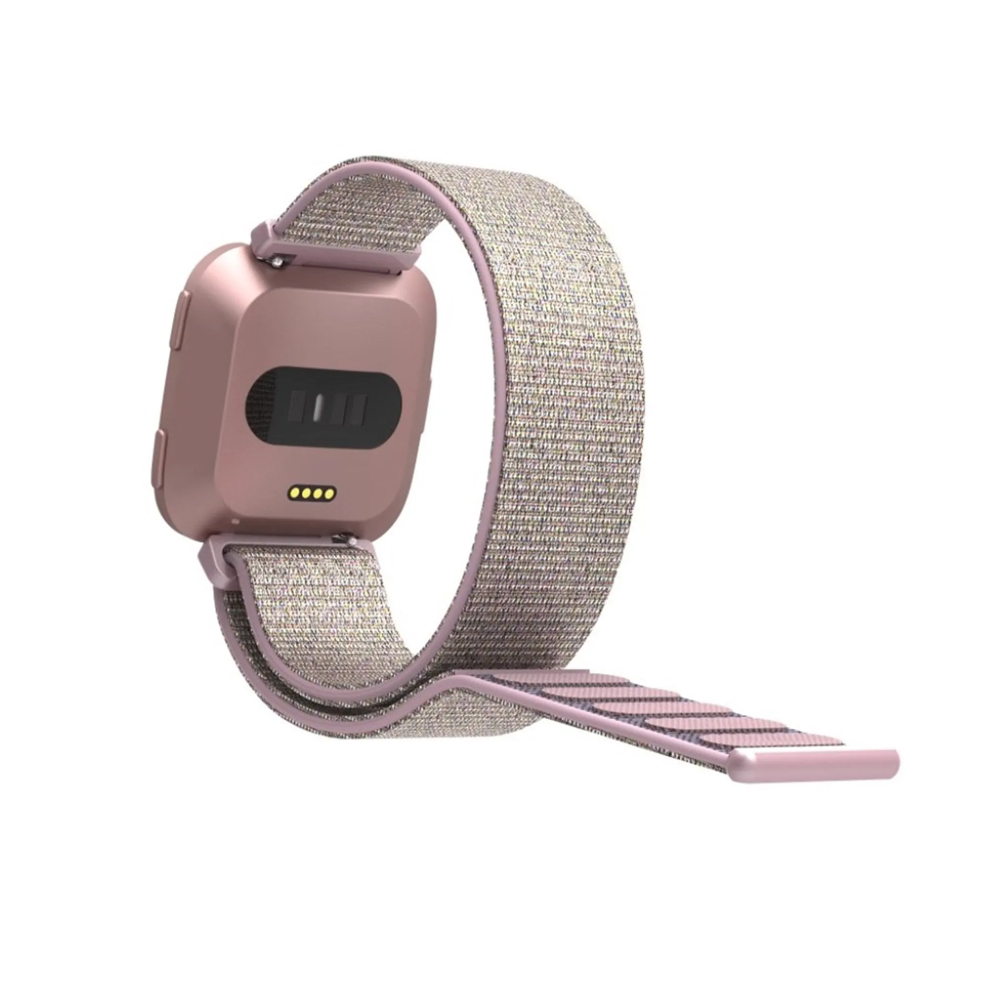 Fitbit Versa velcro closure flexible watchband - Silver / Pink