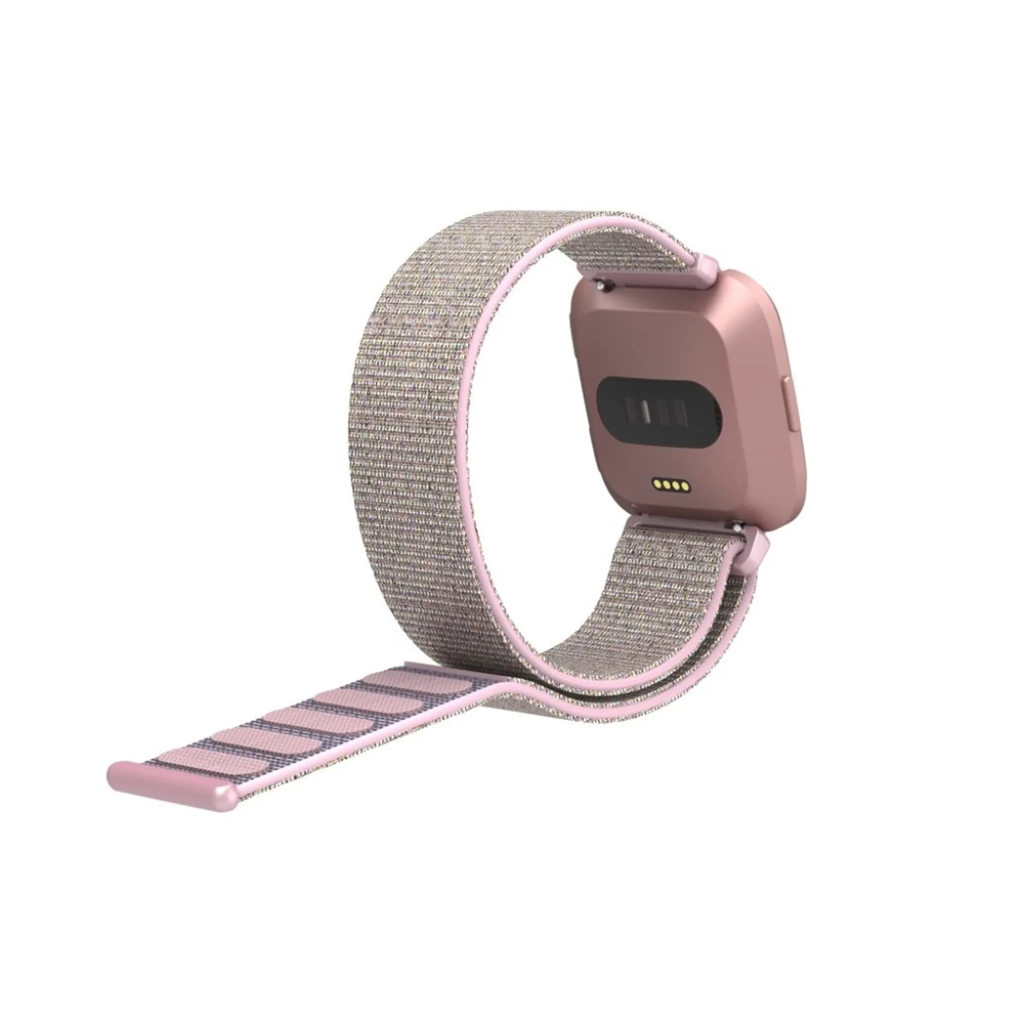 Fitbit Versa velcro closure flexible watchband - Silver / Pink