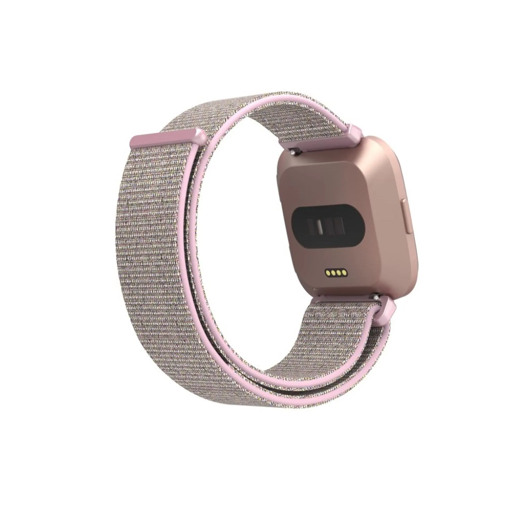 Fitbit Versa velcro closure flexible watchband - Silver / Pink