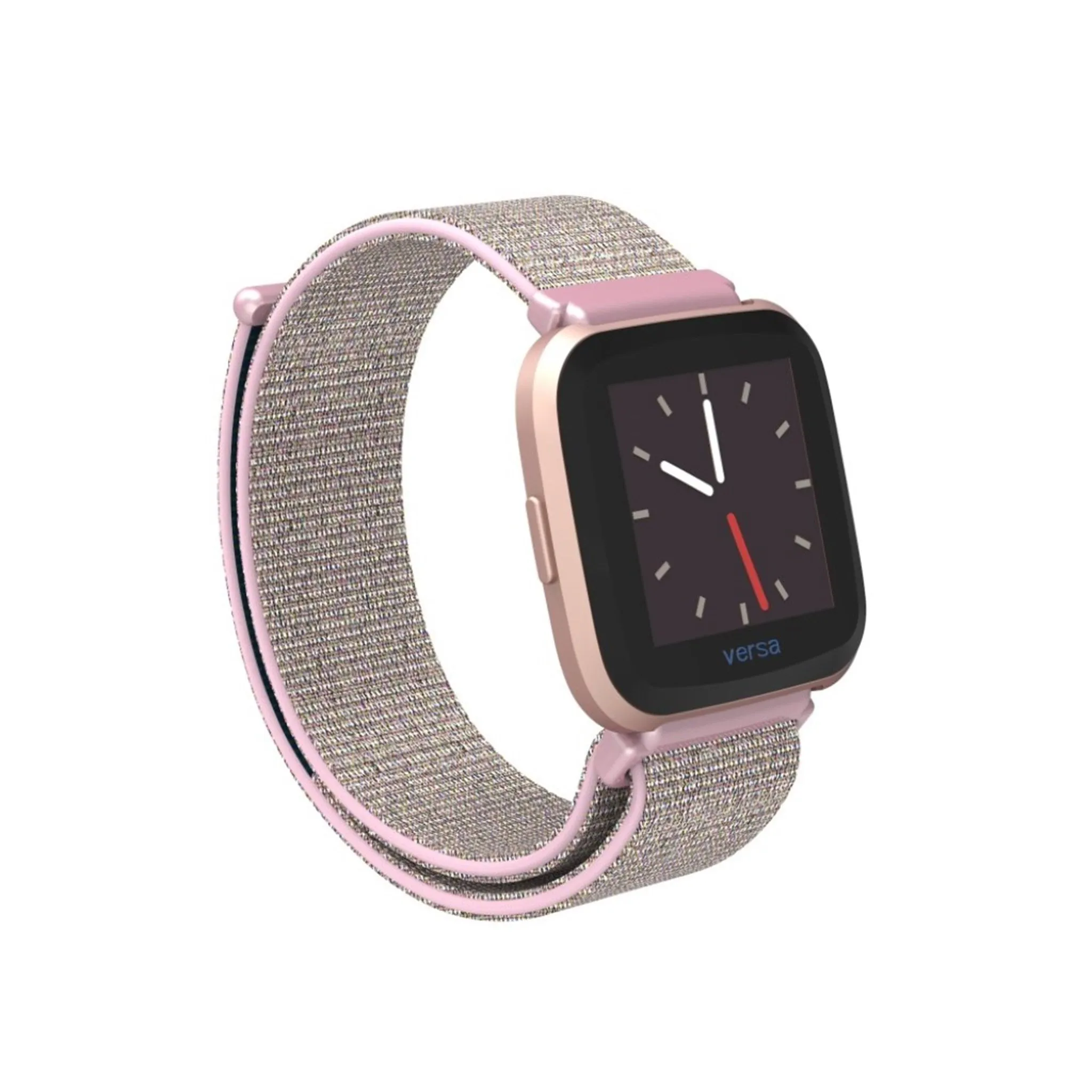 Fitbit Versa velcro closure flexible watchband - Silver / Pink