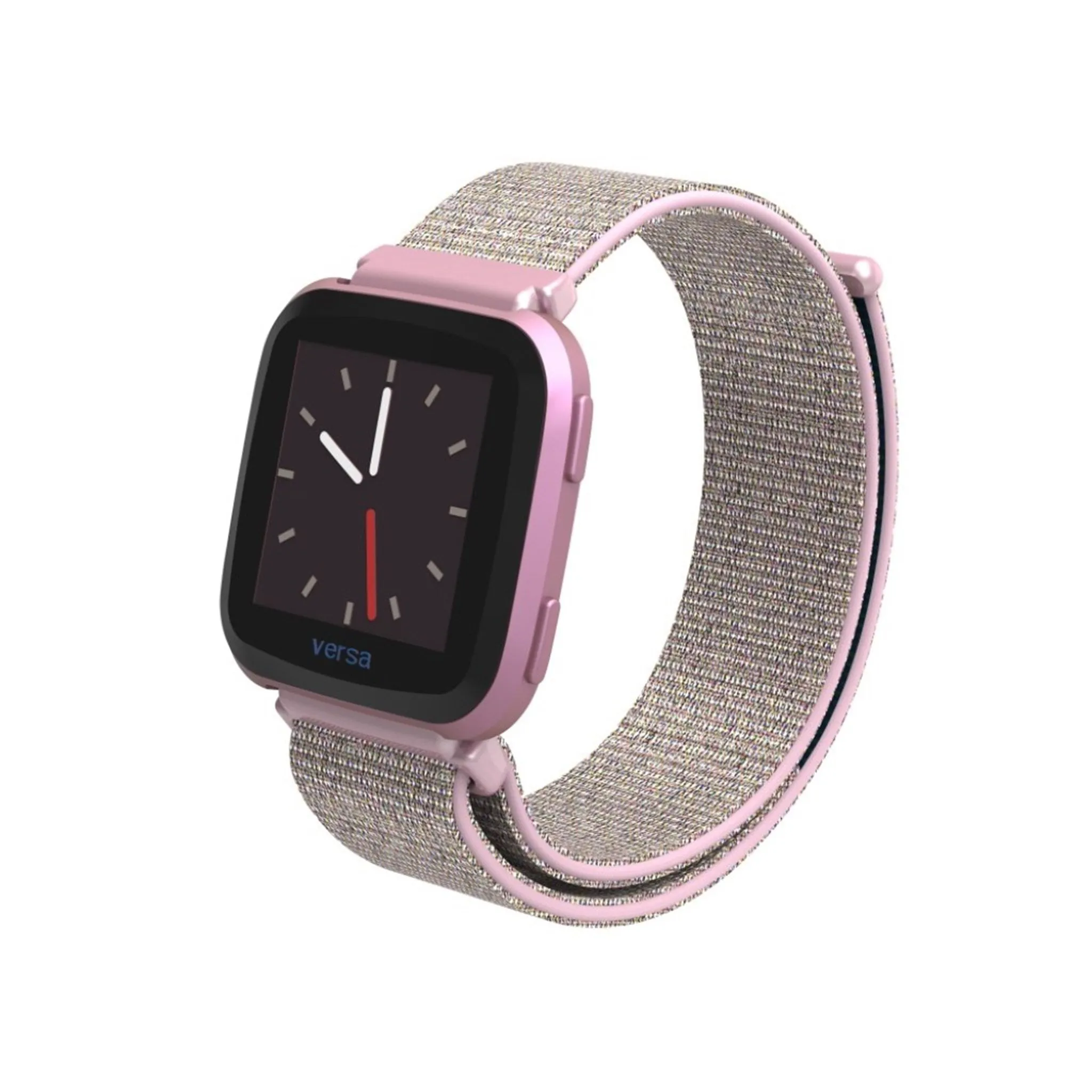 Fitbit Versa velcro closure flexible watchband - Silver / Pink