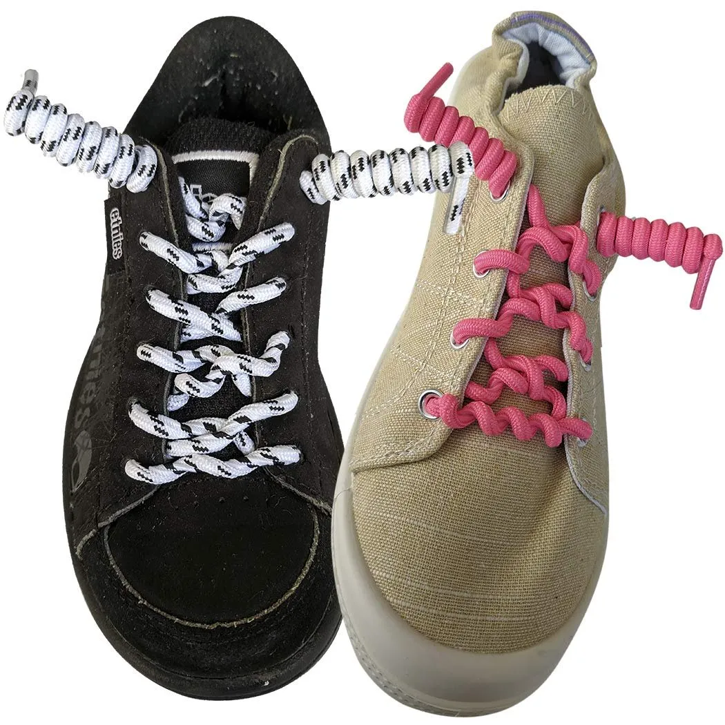 FootMatters Curly No Tye Shoe Laces - Elastic Spring Laces - No Tie Great for Elderly, Children, Fashion - One Size Fits All