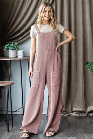 Heimish Full Size Ribbed Front Pocket Sleeveless Jumpsuit  2-5 Day Shipping Sizes: S-3X